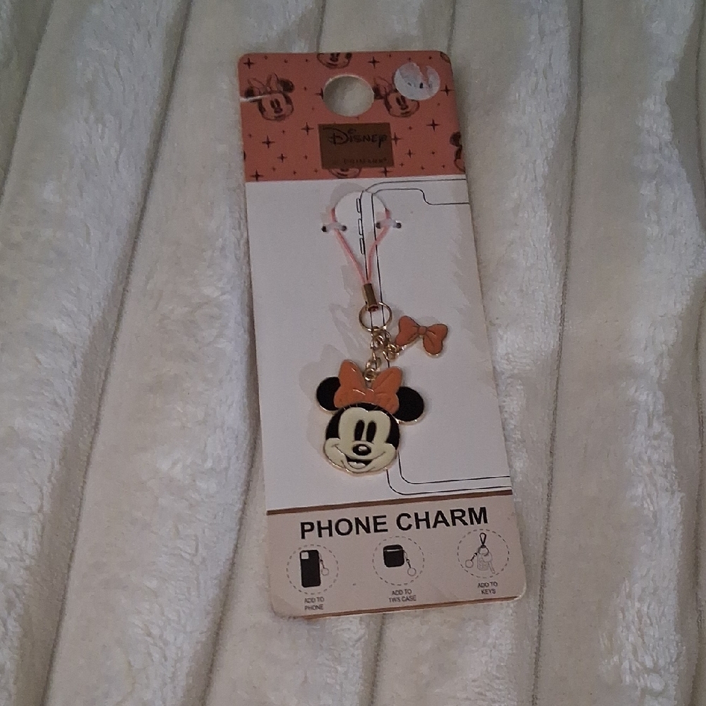 Disney Minnie Mouse Phone Charm - Peach and Black